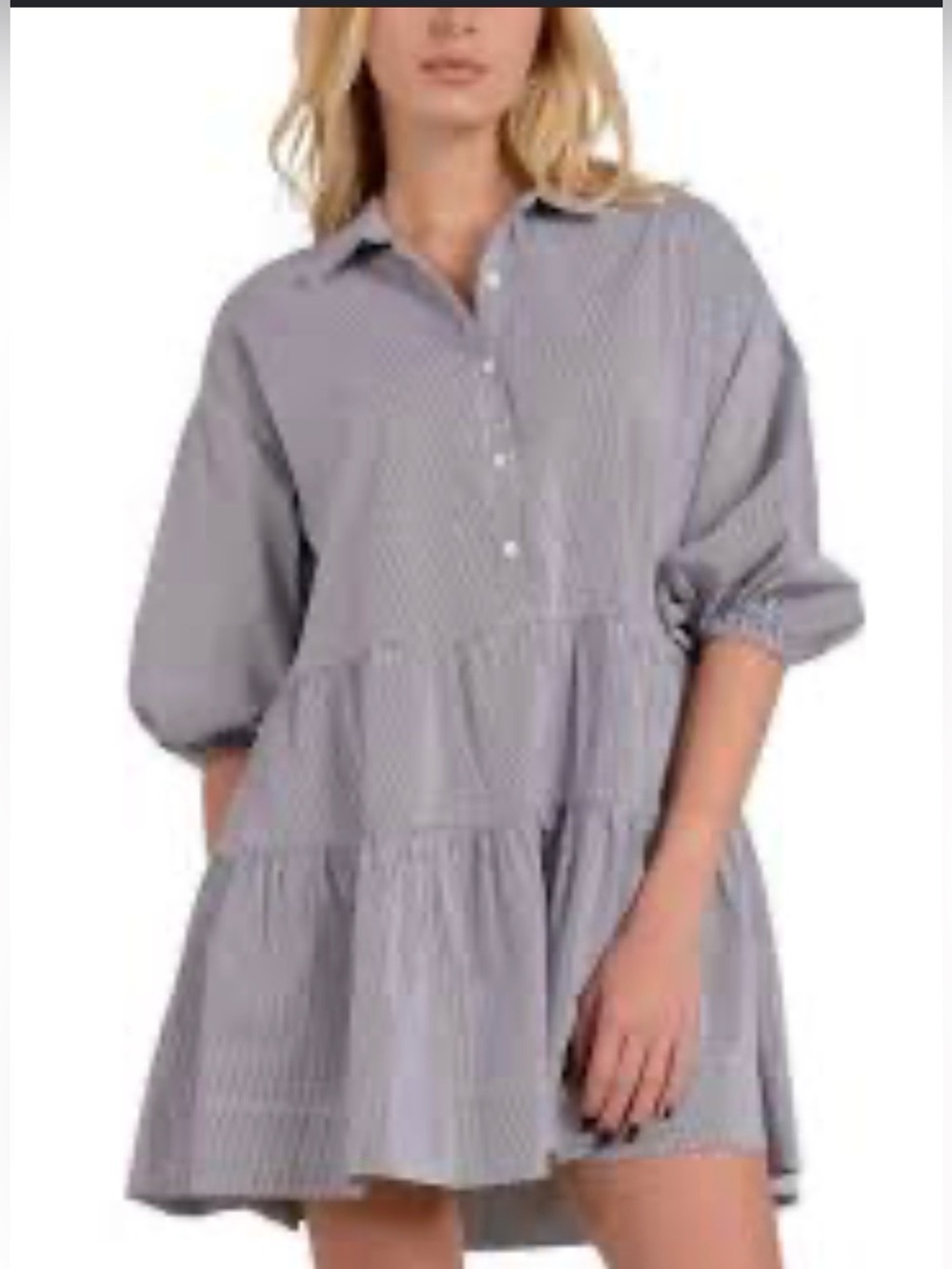 Hunter & Brown Cotton Light Button-Down Peplum Shirt Dress - Women